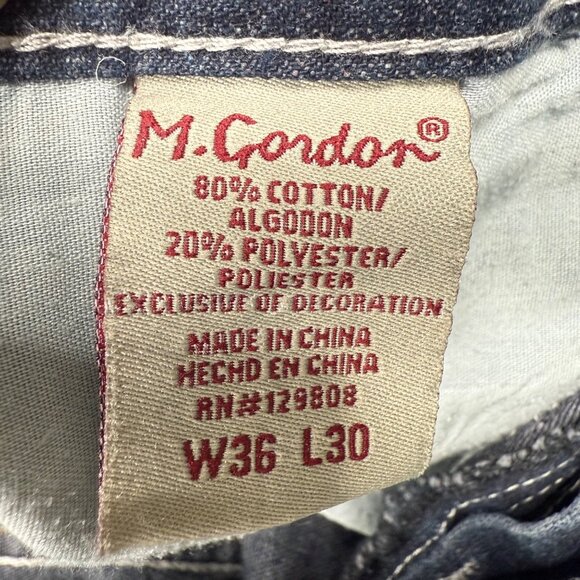 M. Gordon Mens Size W36 L30 Blue Slim Straight Denim Jeans - Picture 4 of 10